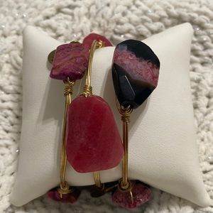 Bourbon & Boweties Fuchsia and Black Bangle Set of 3